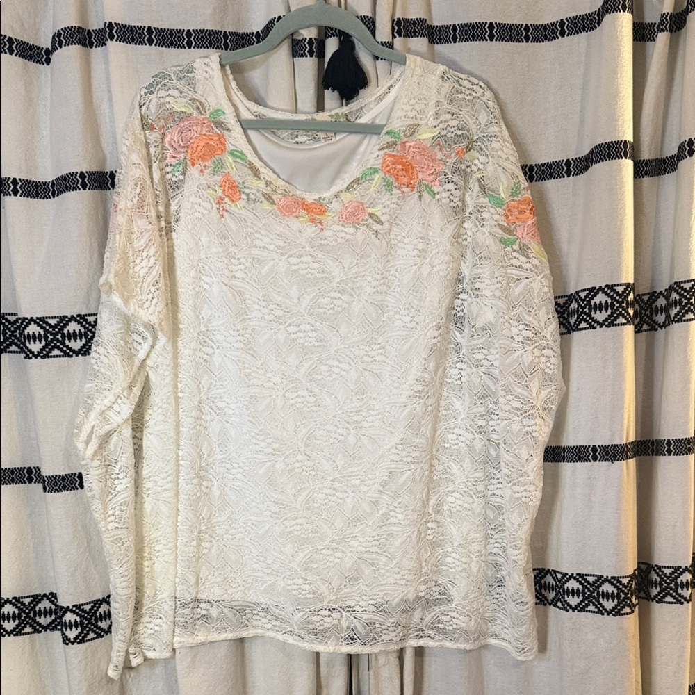 Layered Blouse with Floral Accents